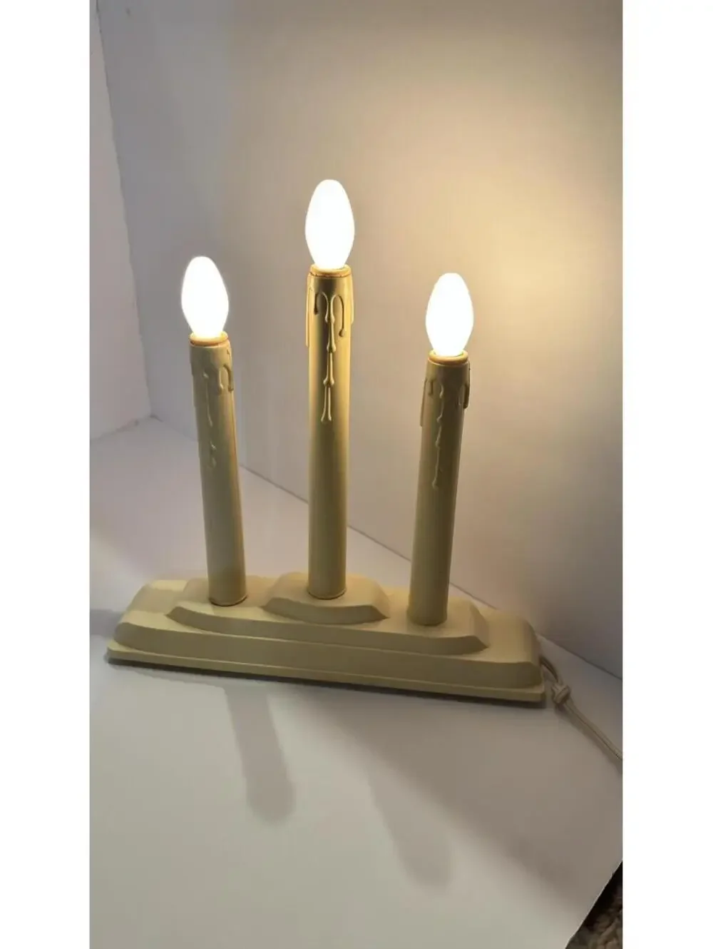 Pair Of Vintage 3-Light Candolier Electric Christmas Candle Window Candle